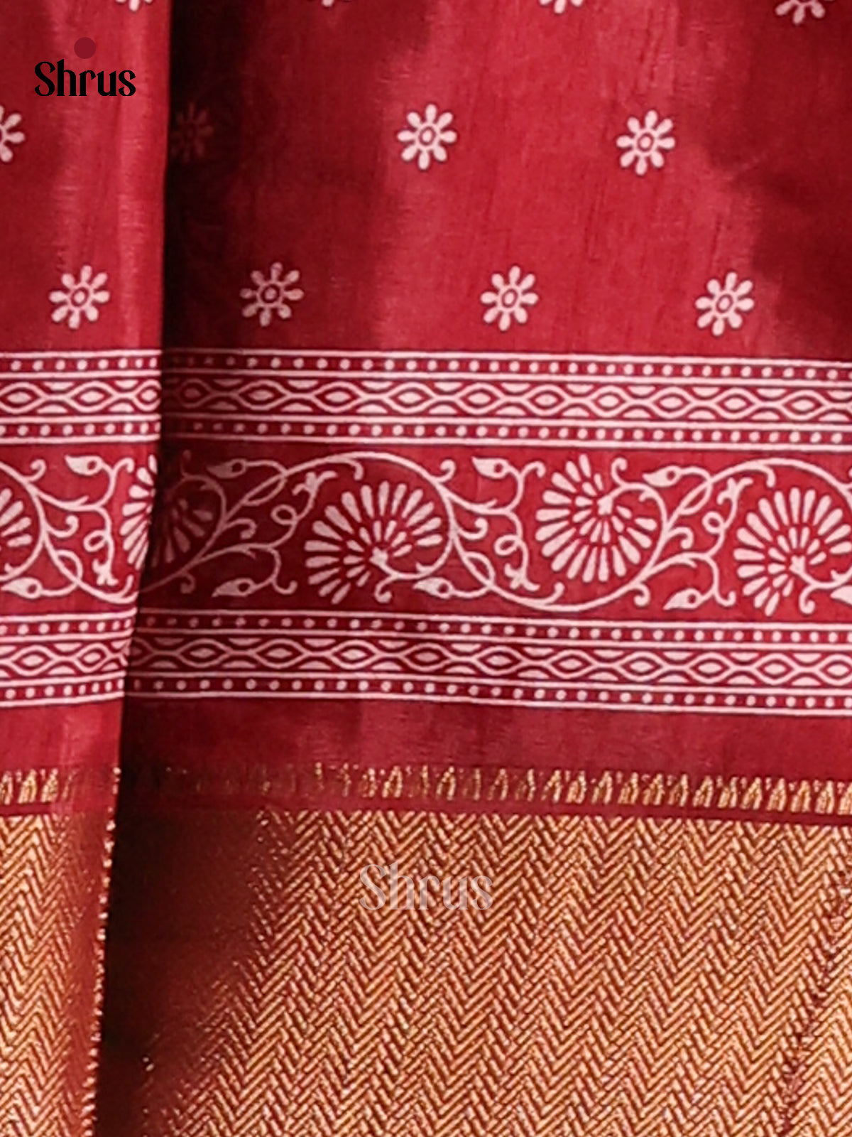 Red - Semi Crepe Saree - Shop on Shrus.com