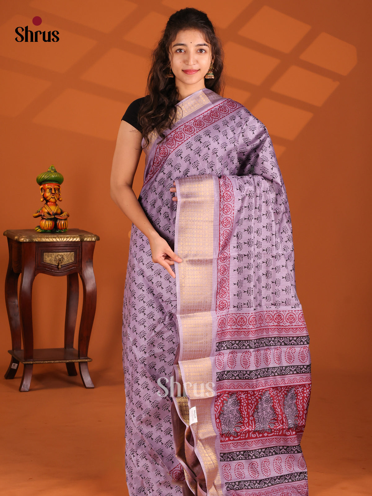 Lavender - Semi Crepe Saree - Shop on Shrus.com