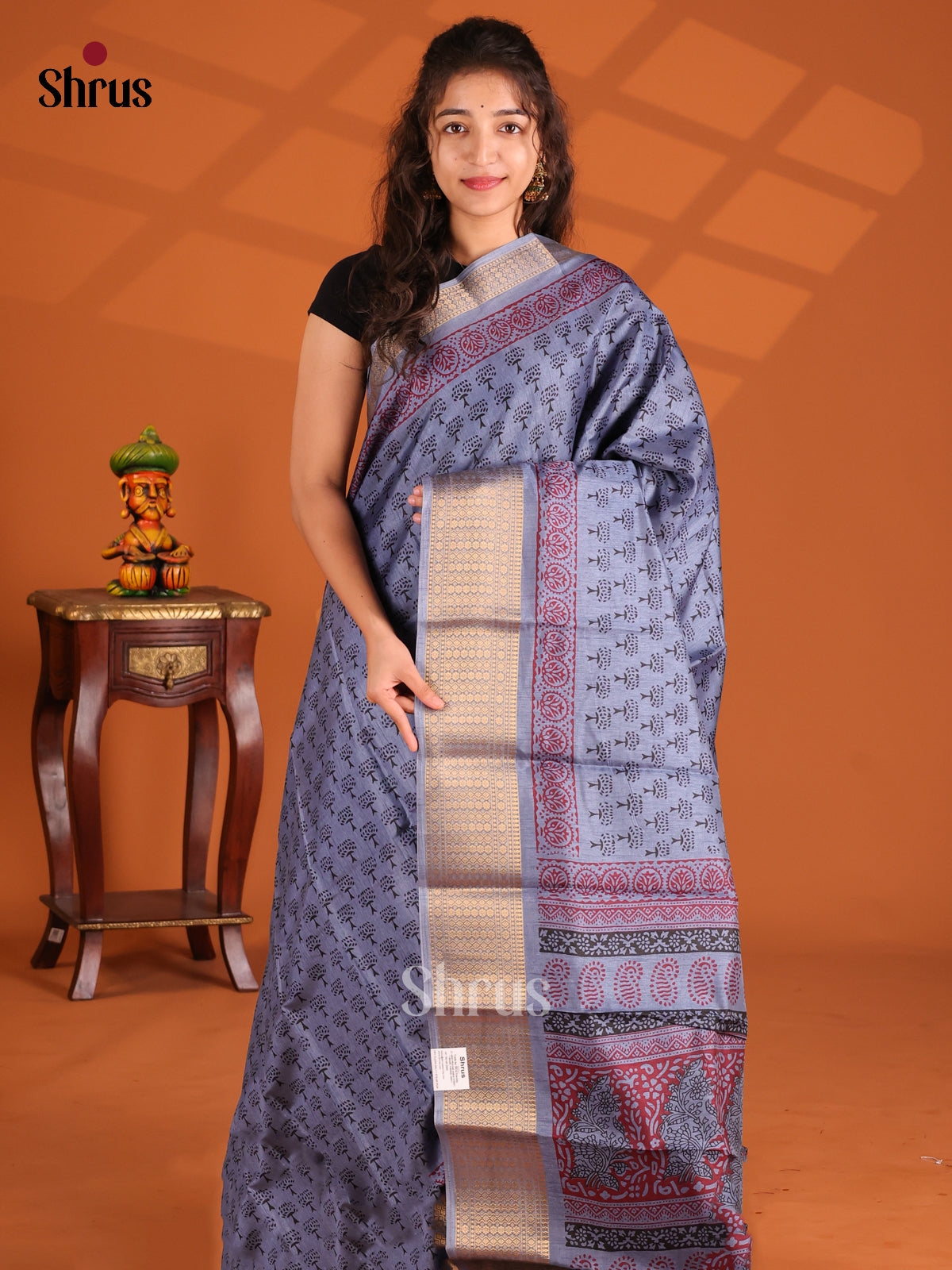Blue - Semi Crepe Saree - Shop on Shrus.com