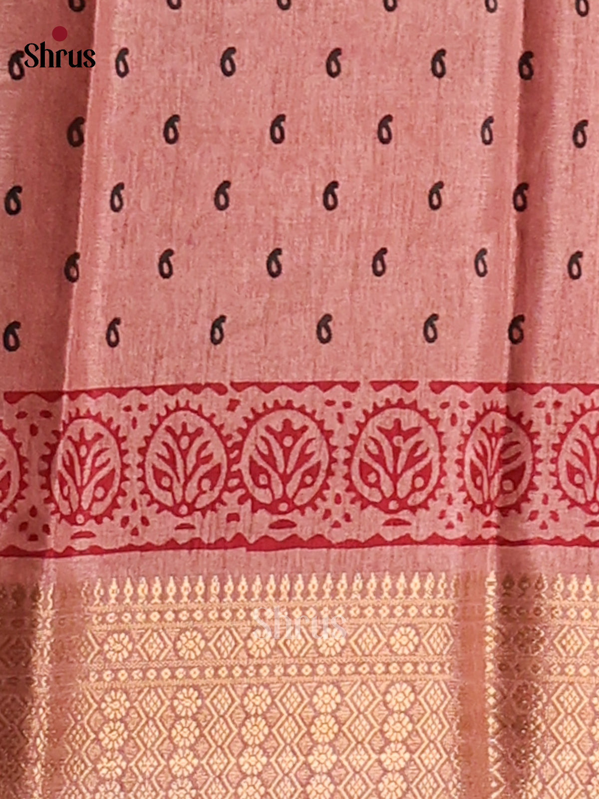 Dusty Pink - Semi Crepe Saree - Shop on Shrus.com