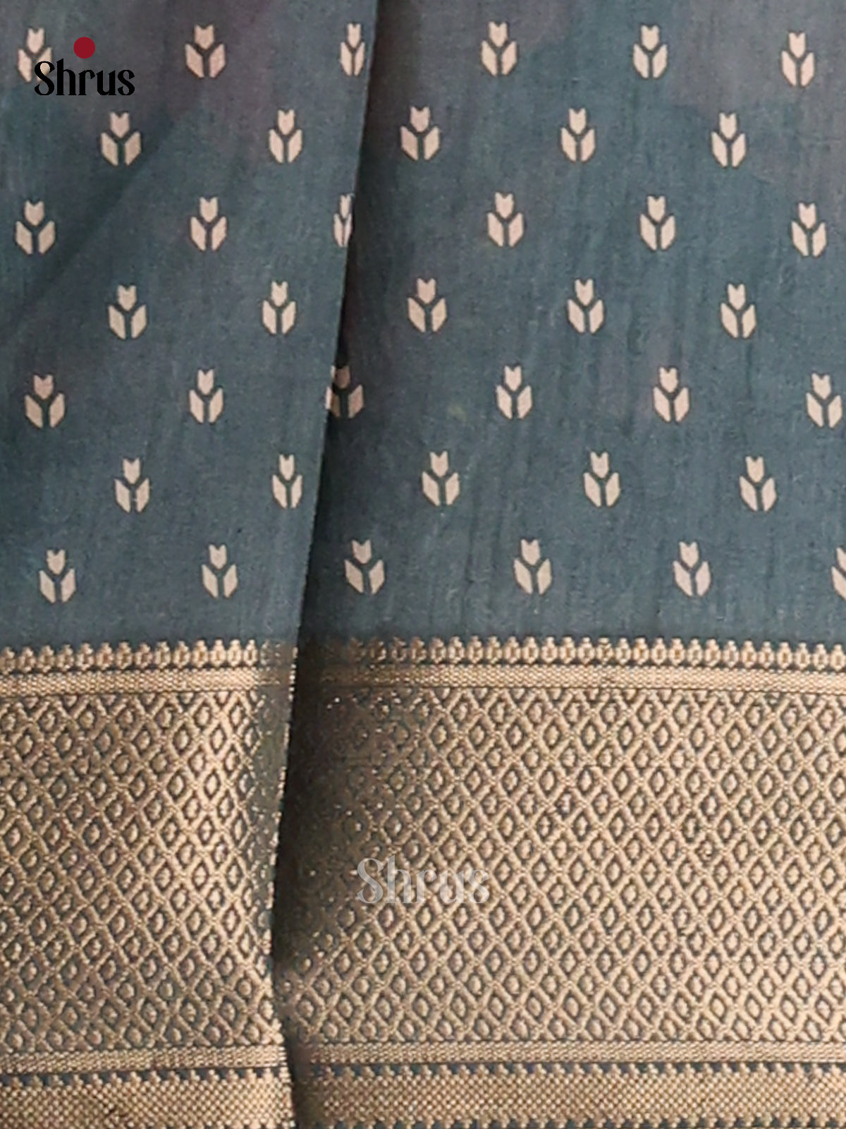 Teal Blue - Semi Crepe Saree - Shop on Shrus.com