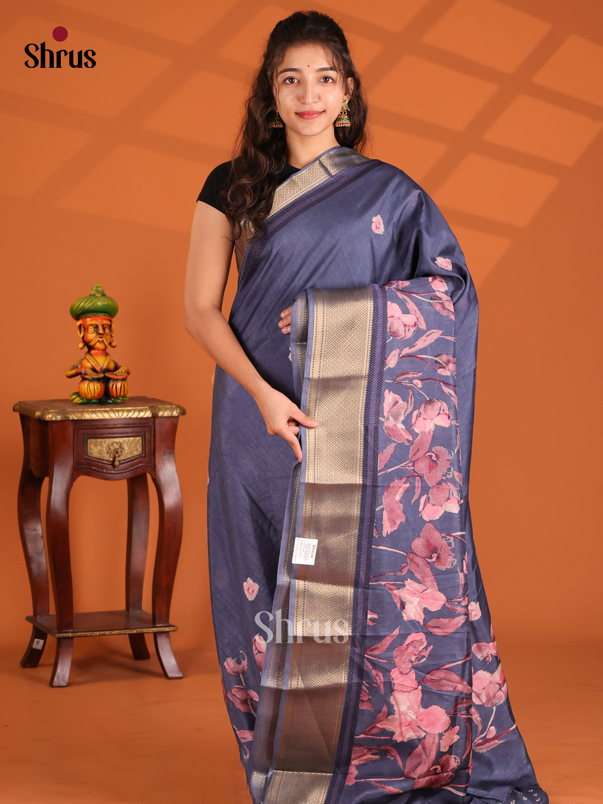 Blue - Semi Crepe Saree - Shop on Shrus.com