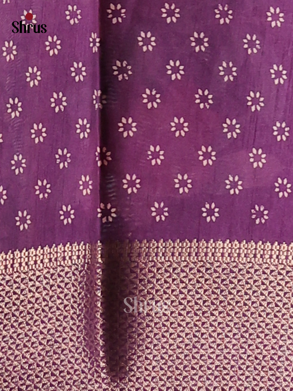 Beige & Purple - Semi Crepe Saree - Shop on Shrus.com