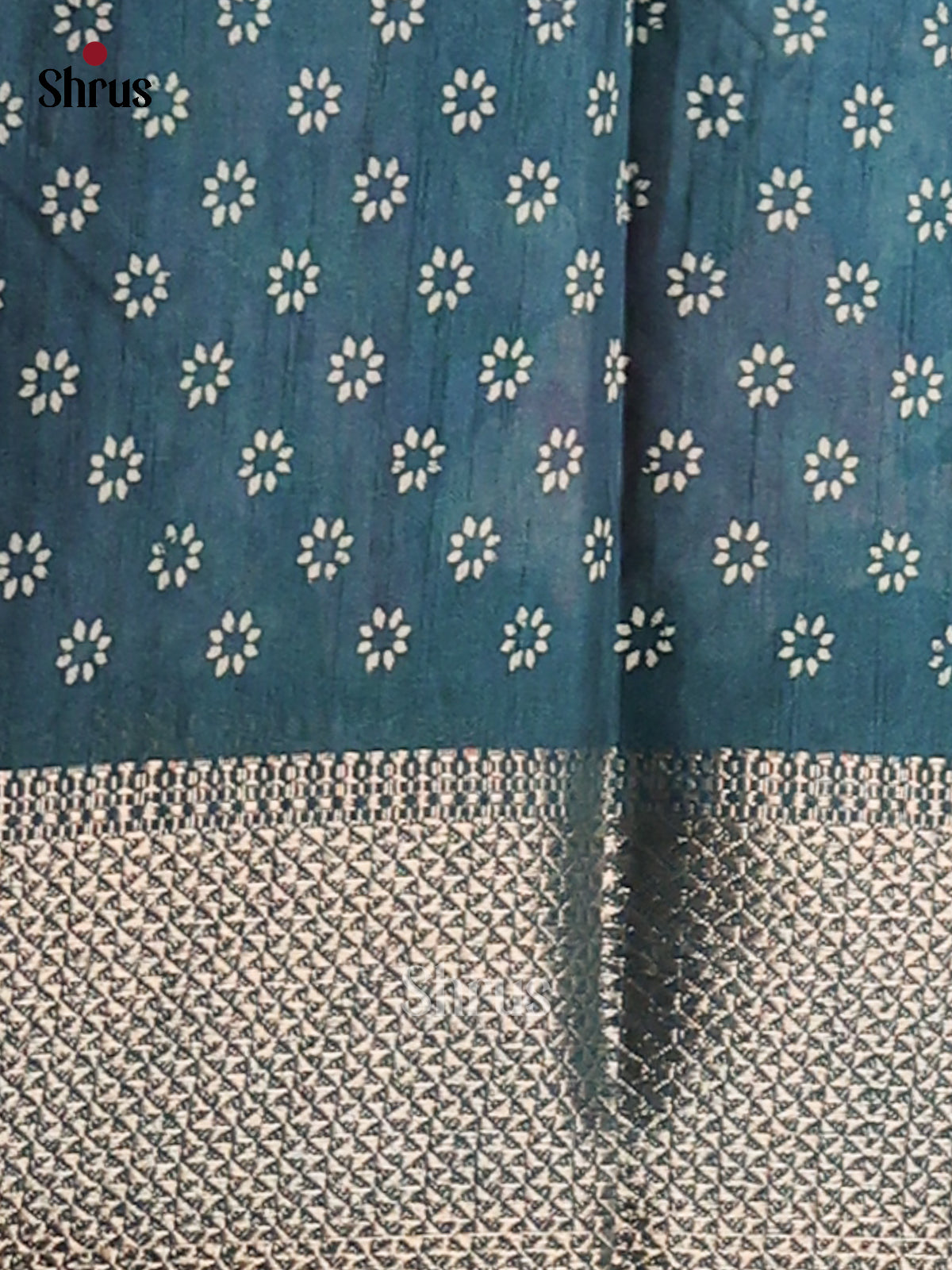 Blue & Teal  - Semi Crepe Saree - Shop on Shrus.com