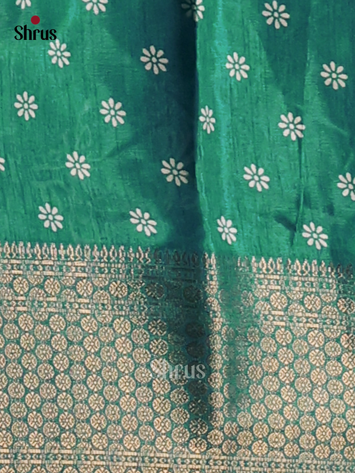 Green - Semi Crepe Saree - Shop on Shrus.com