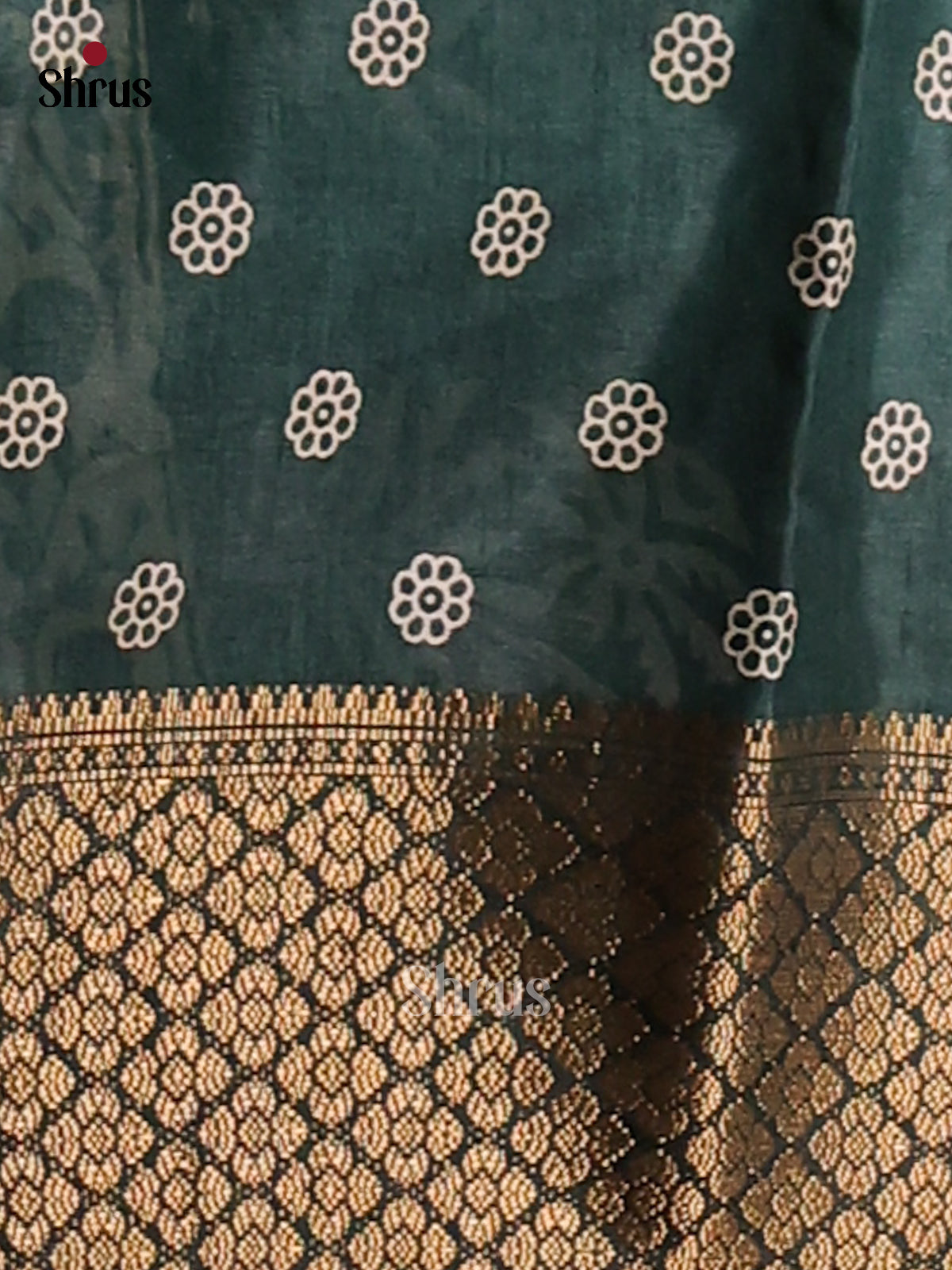 Green - Semi Crepe Saree - Shop on Shrus.com