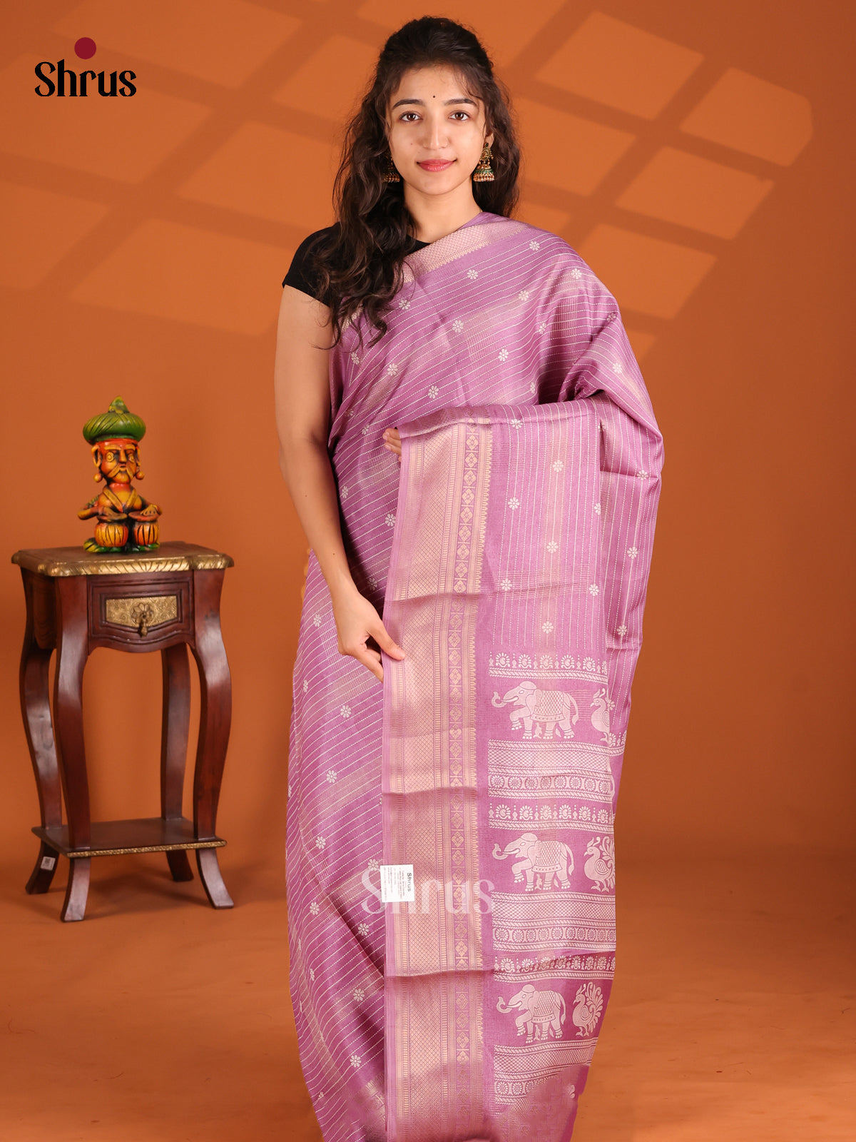 Lilac - Semi Crepe Saree - Shop on Shrus.com