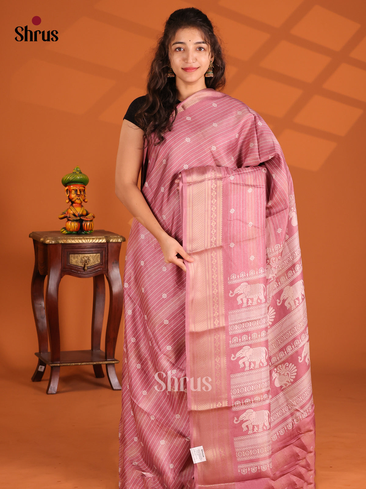 Pink - Semi Crepe Saree - Shop on Shrus.com