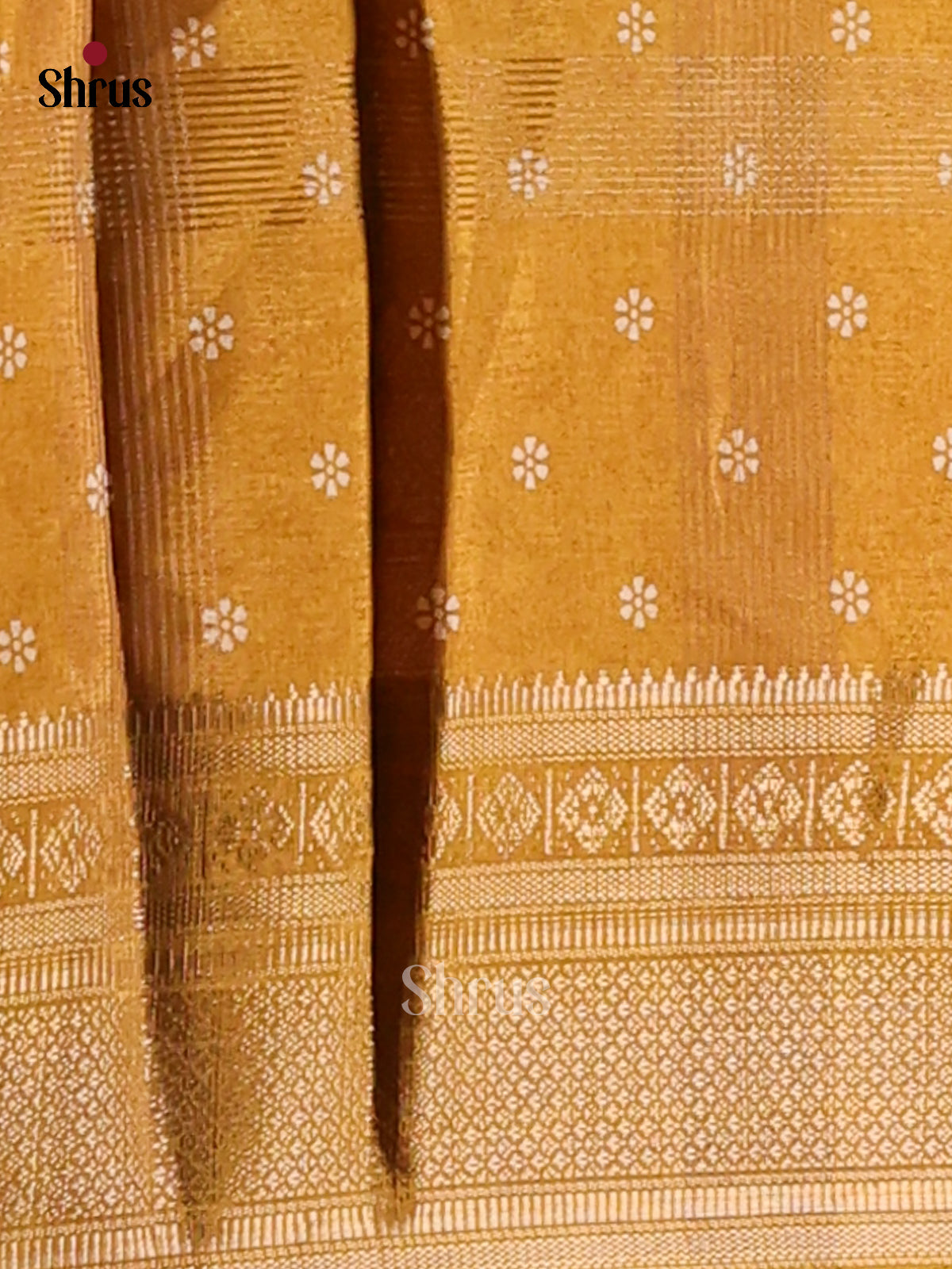 Mustard- Semi Crepe Saree - Shop on Shrus.com