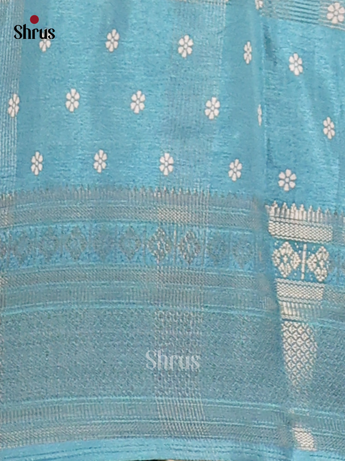 Pastel Blue- Semi Crepe Saree - Shop on Shrus.com
