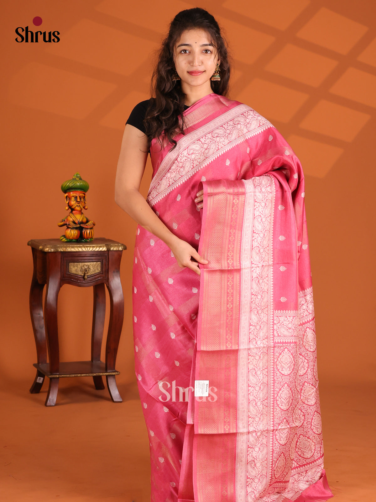Pink - Semi Crepe Saree - Shop on Shrus.com