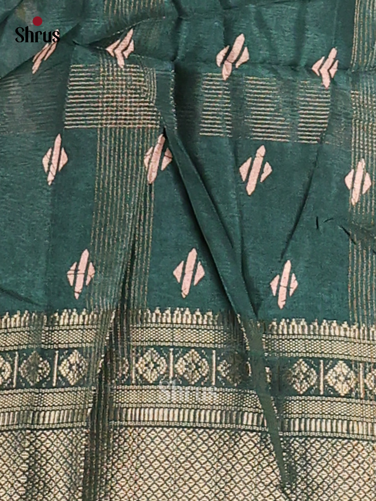 Green - Semi Crepe Saree - Shop on Shrus.com