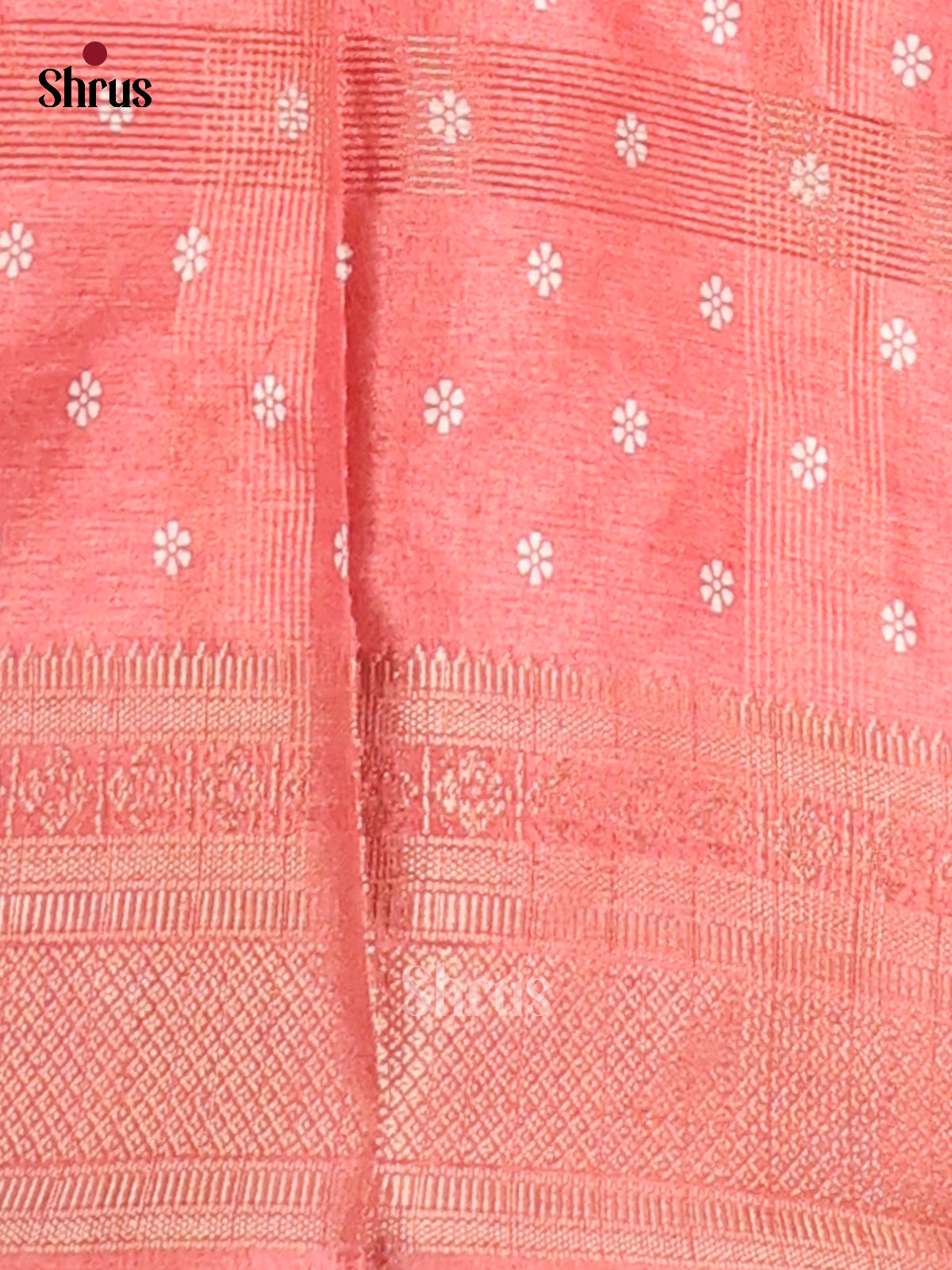 Peachish Pink - Semi Crepe Saree - Shop on Shrus.com