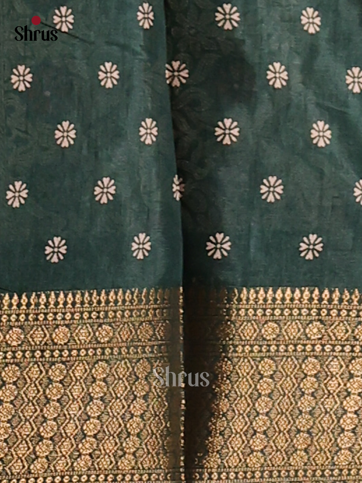 Dark Green - Semi Crepe Saree - Shop on Shrus.com