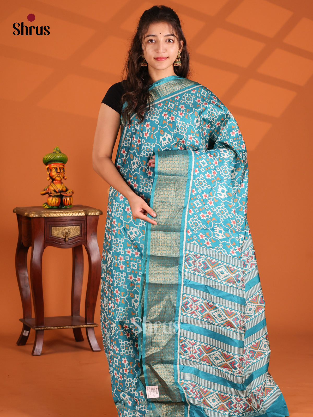 Blue- Semi Crepe Saree - Shop on Shrus.com
