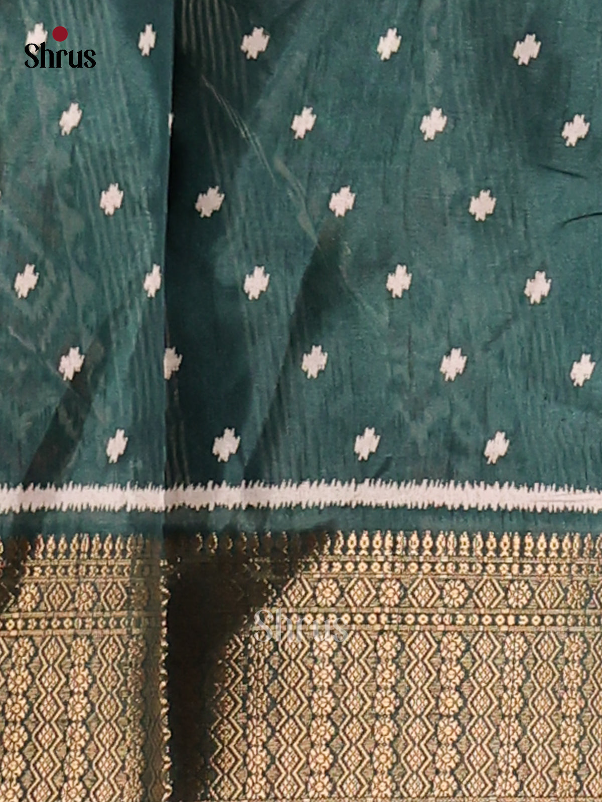 Dark Green - Semi Crepe Saree - Shop on Shrus.com