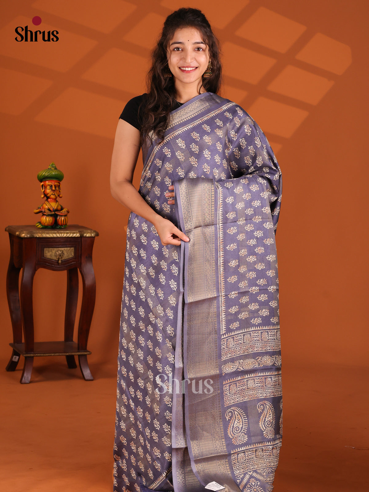 Purple - Semi Crepe Saree - Shop on Shrus.com