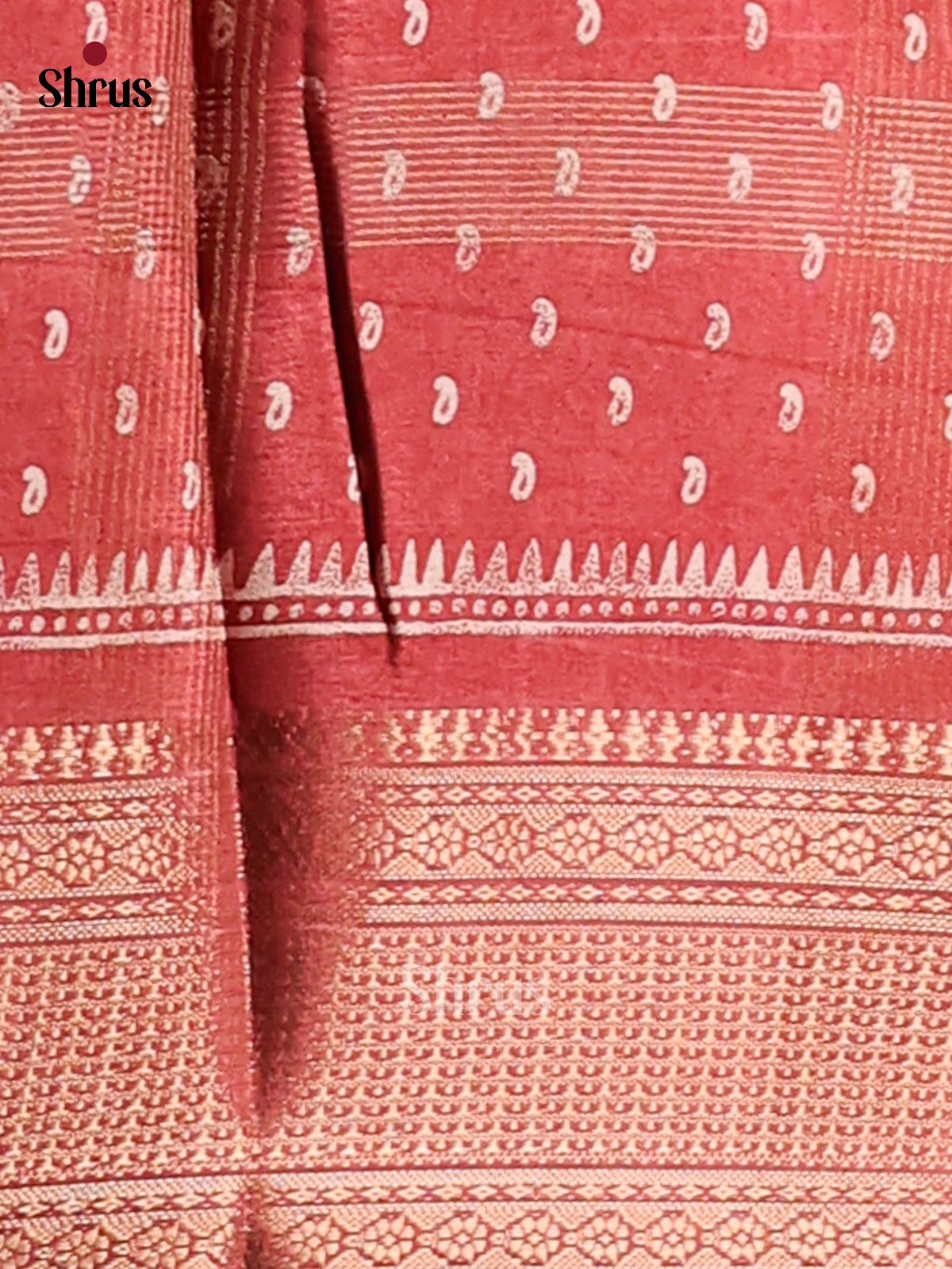 Red - Semi Crepe Saree - Shop on Shrus.com