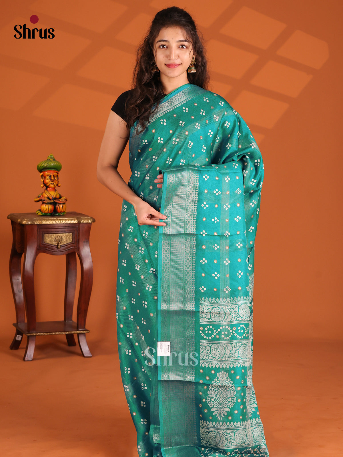 Green - Semi Crepe Saree - Shop on Shrus.com