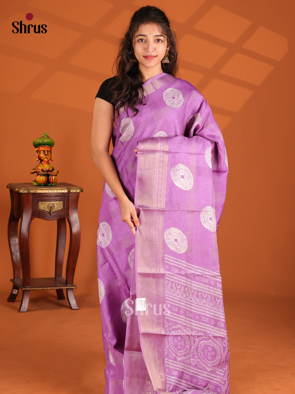 Lavender - Semi Crepe Saree - Shop on Shrus.com