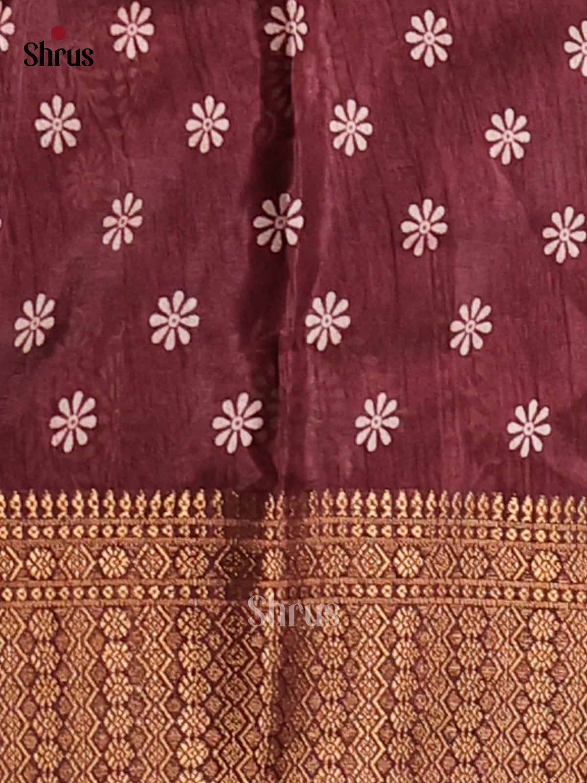 Maroon- Semi Crepe Saree - Shop on Shrus.com