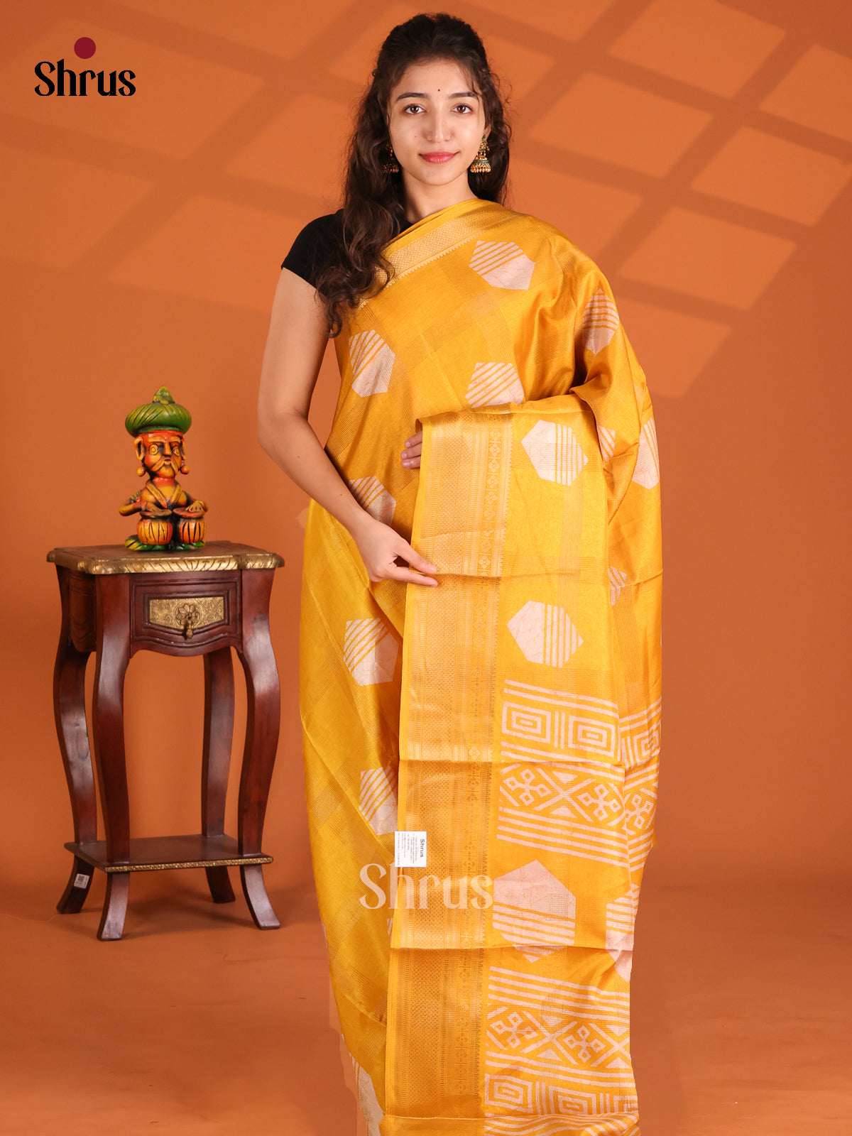 Mustard - Semi Crepe Saree - Shop on Shrus.com