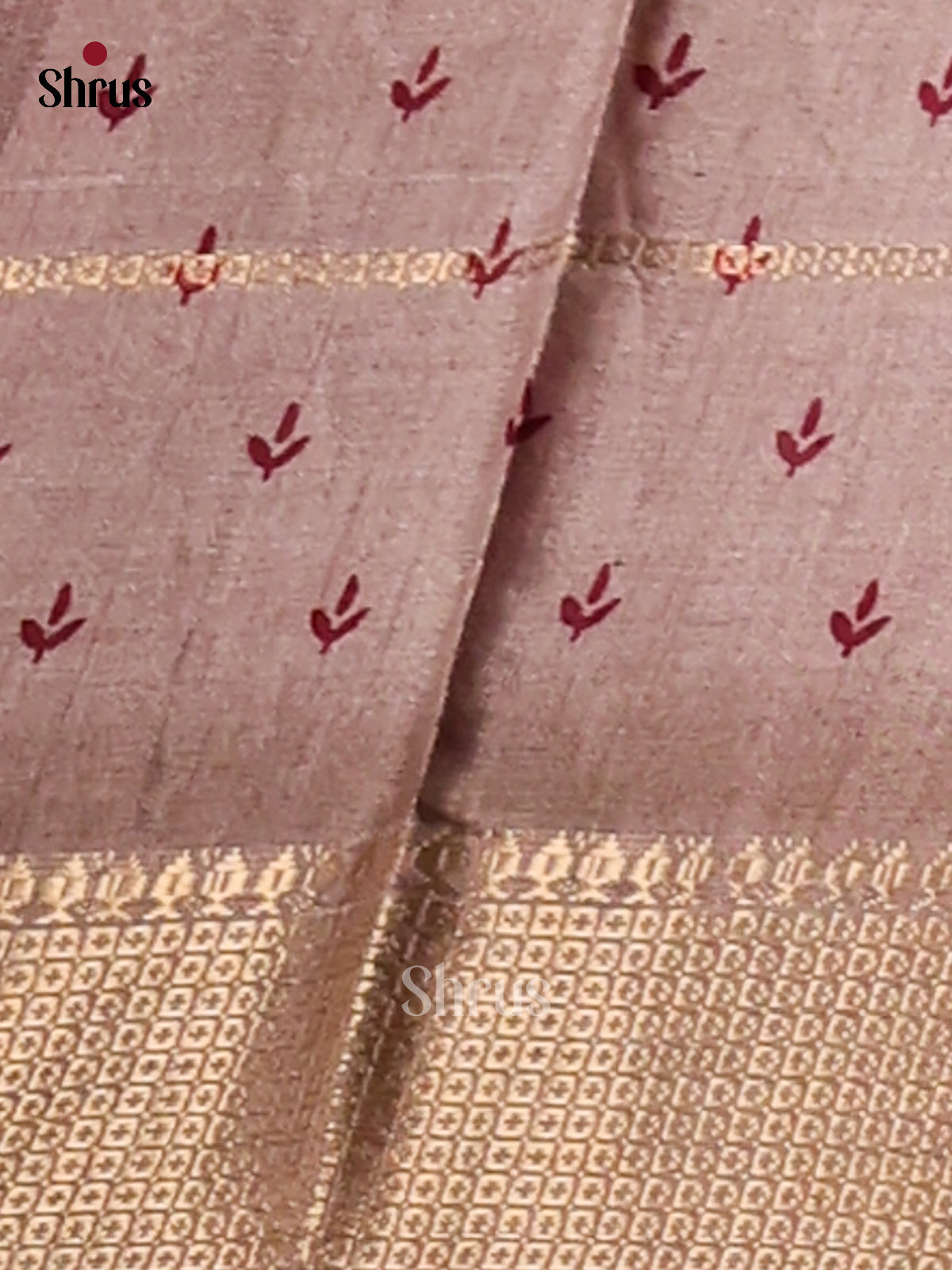 Grey  & Maroon - Semi Crepe Saree - Shop on Shrus.com