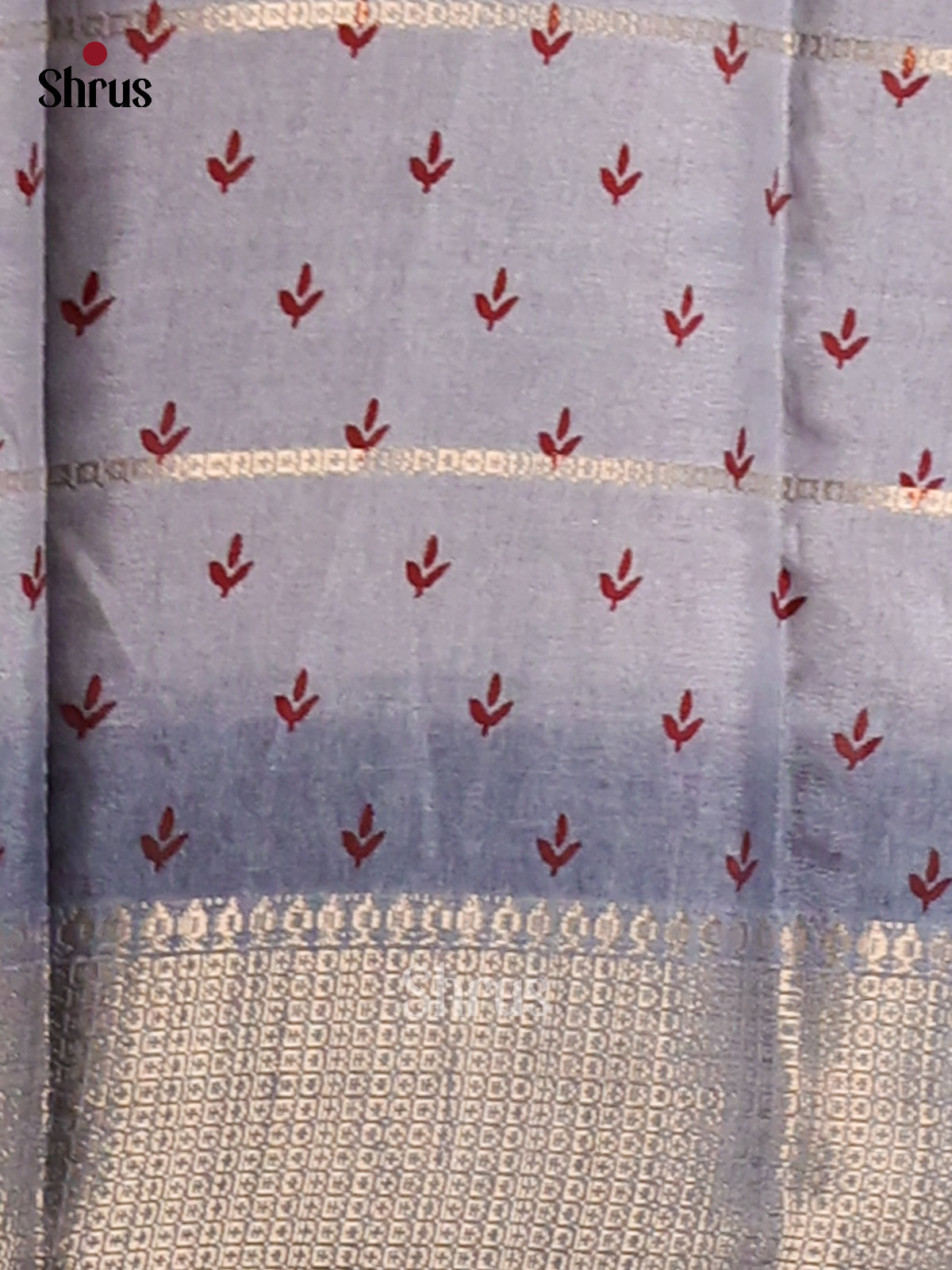 Grey & Maroon - Semi Crepe Saree - Shop on Shrus.com