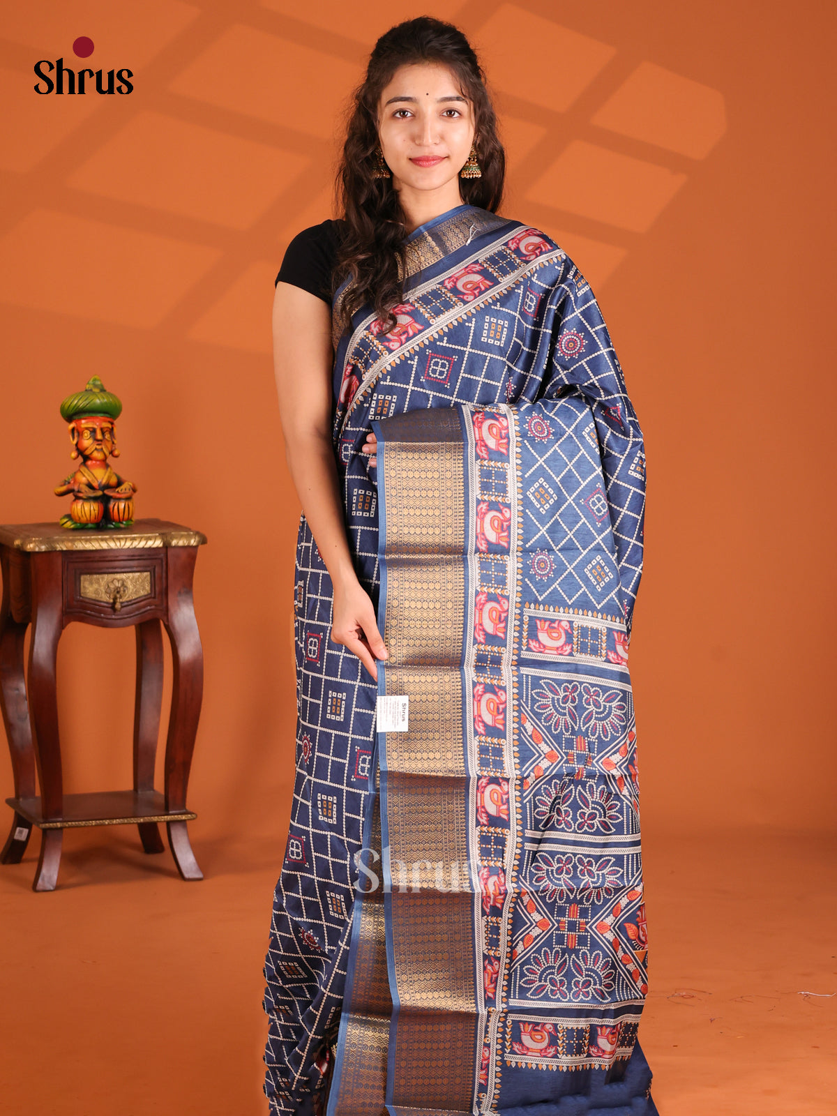 Blue - Semi Crepe Saree - Shop on Shrus.com