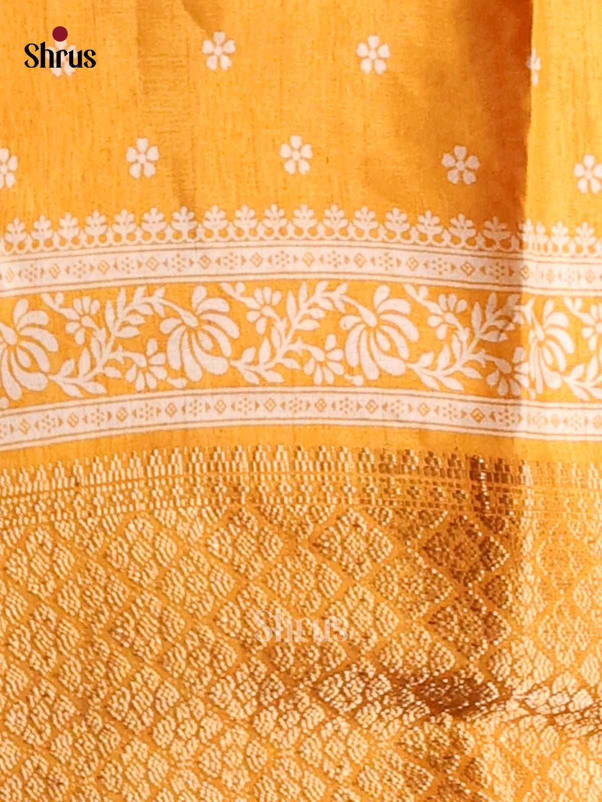 Yellow - Semi Crepe Saree - Shop on Shrus.com