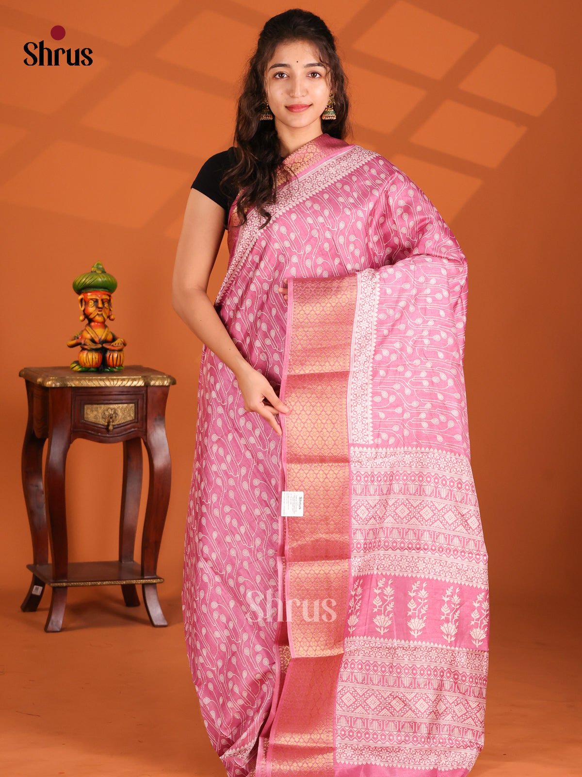 Pink - Semi Crepe Saree - Shop on Shrus.com