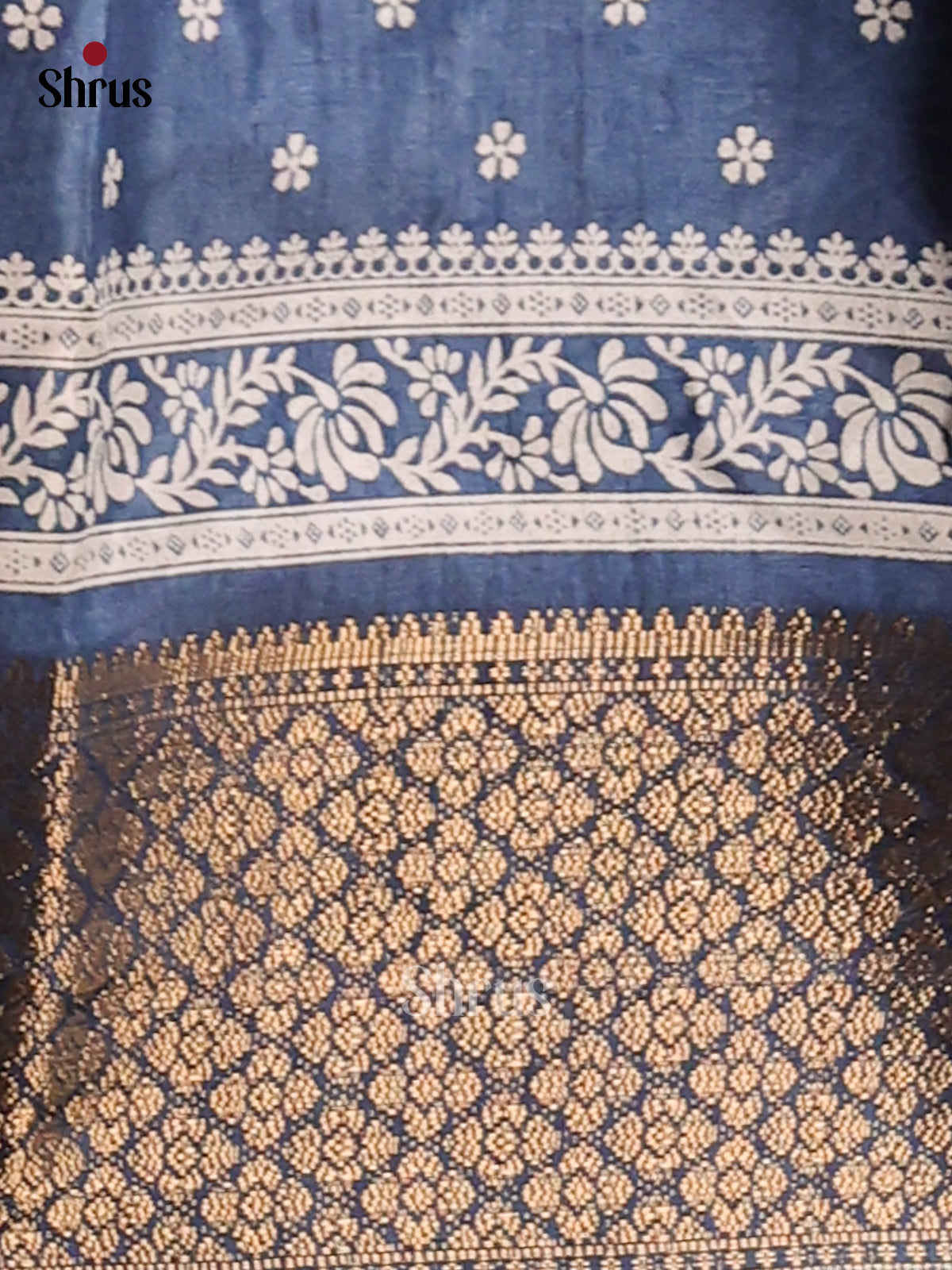 Blue - Semi Crepe Saree - Shop on Shrus.com