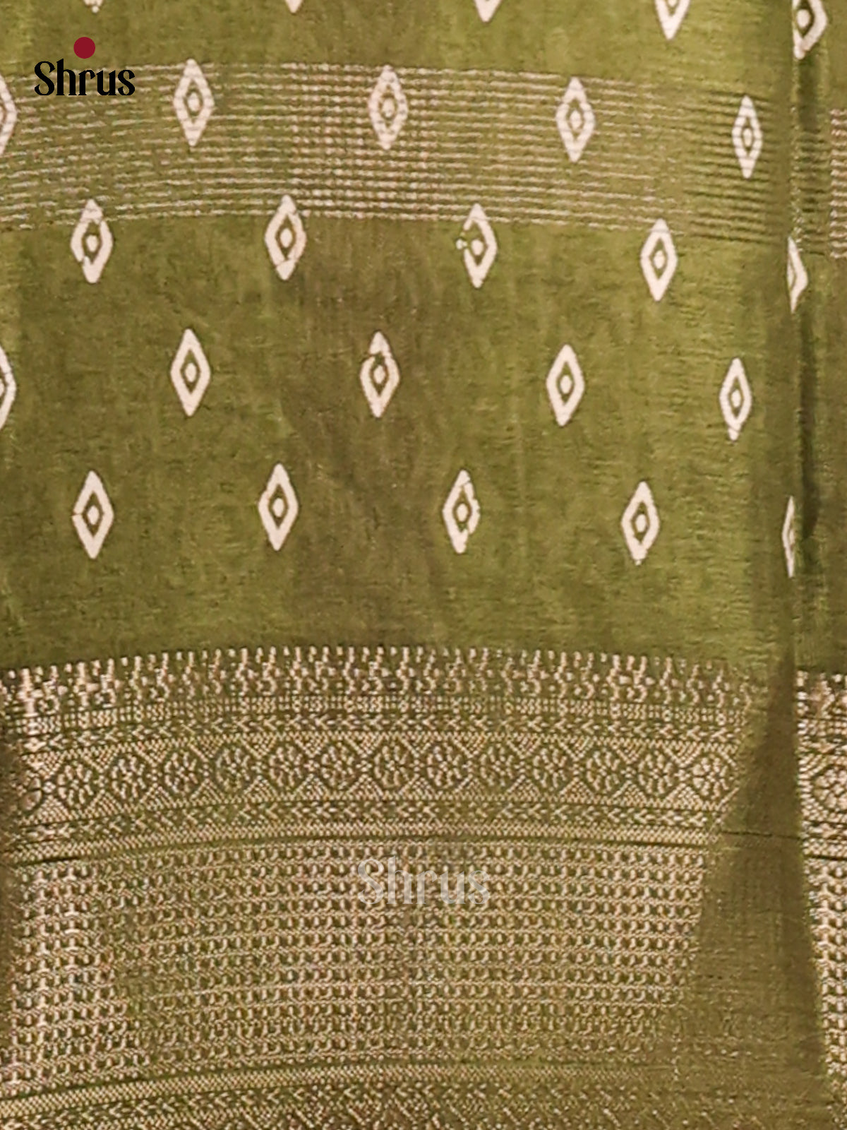 Mehandi Green - Semi Crepe Saree - Shop on Shrus.com