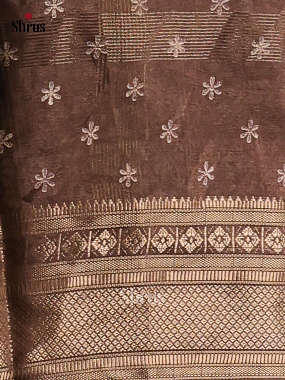 Brown - Semi Crepe Saree - Shop on Shrus.com