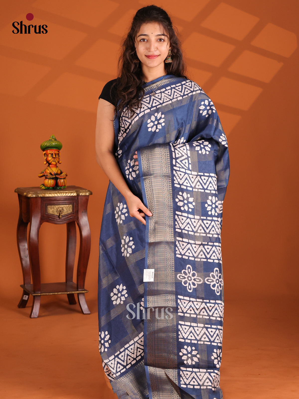 Blue - Semi Crepe Saree - Shop on Shrus.com