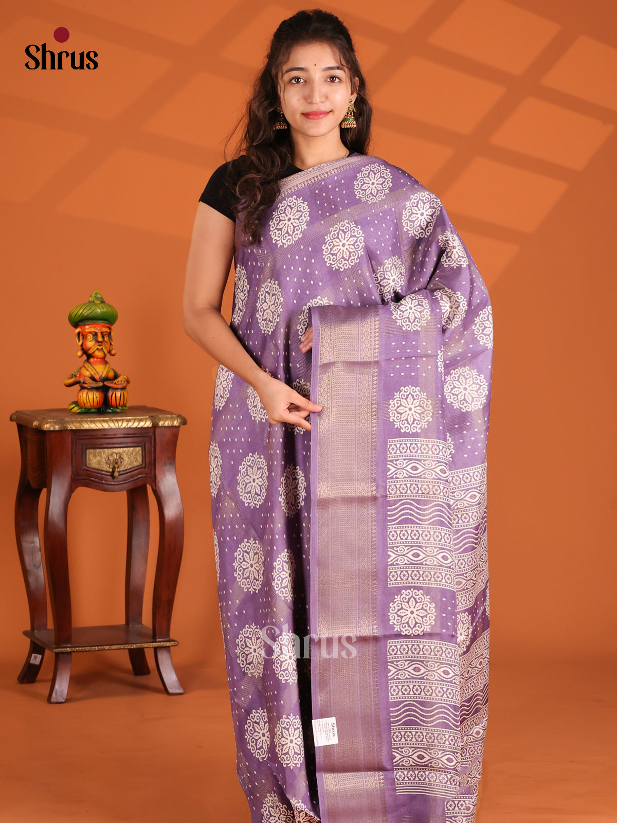 Lavender- Semi Crepe Saree - Shop on Shrus.com