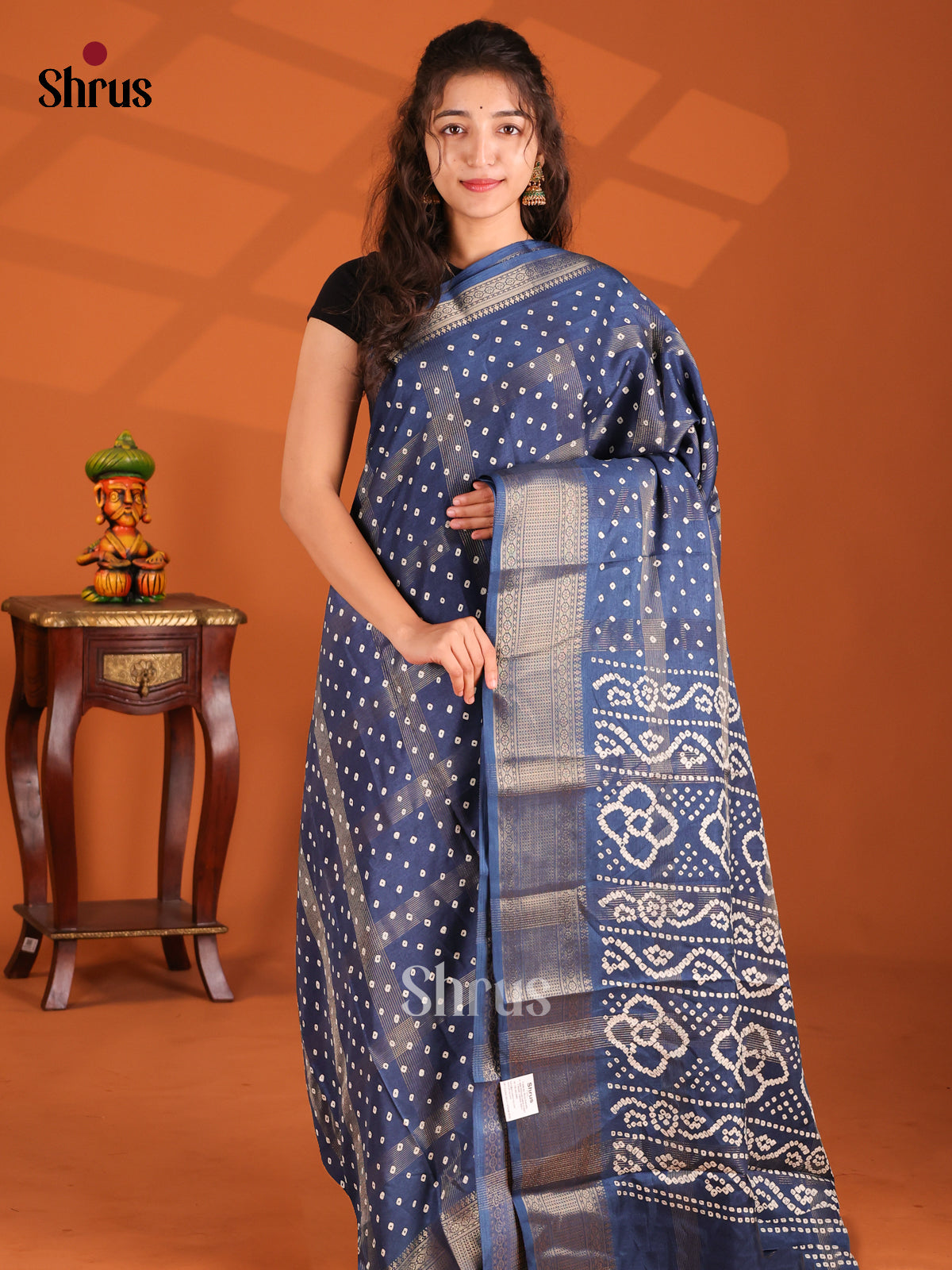 Blue - Semi Crepe Saree - Shop on Shrus.com