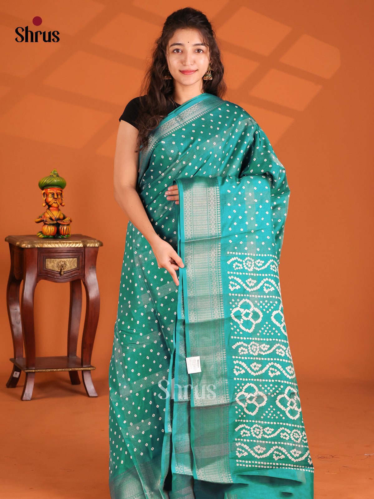 Green- Semi Crepe Saree - Shop on Shrus.com