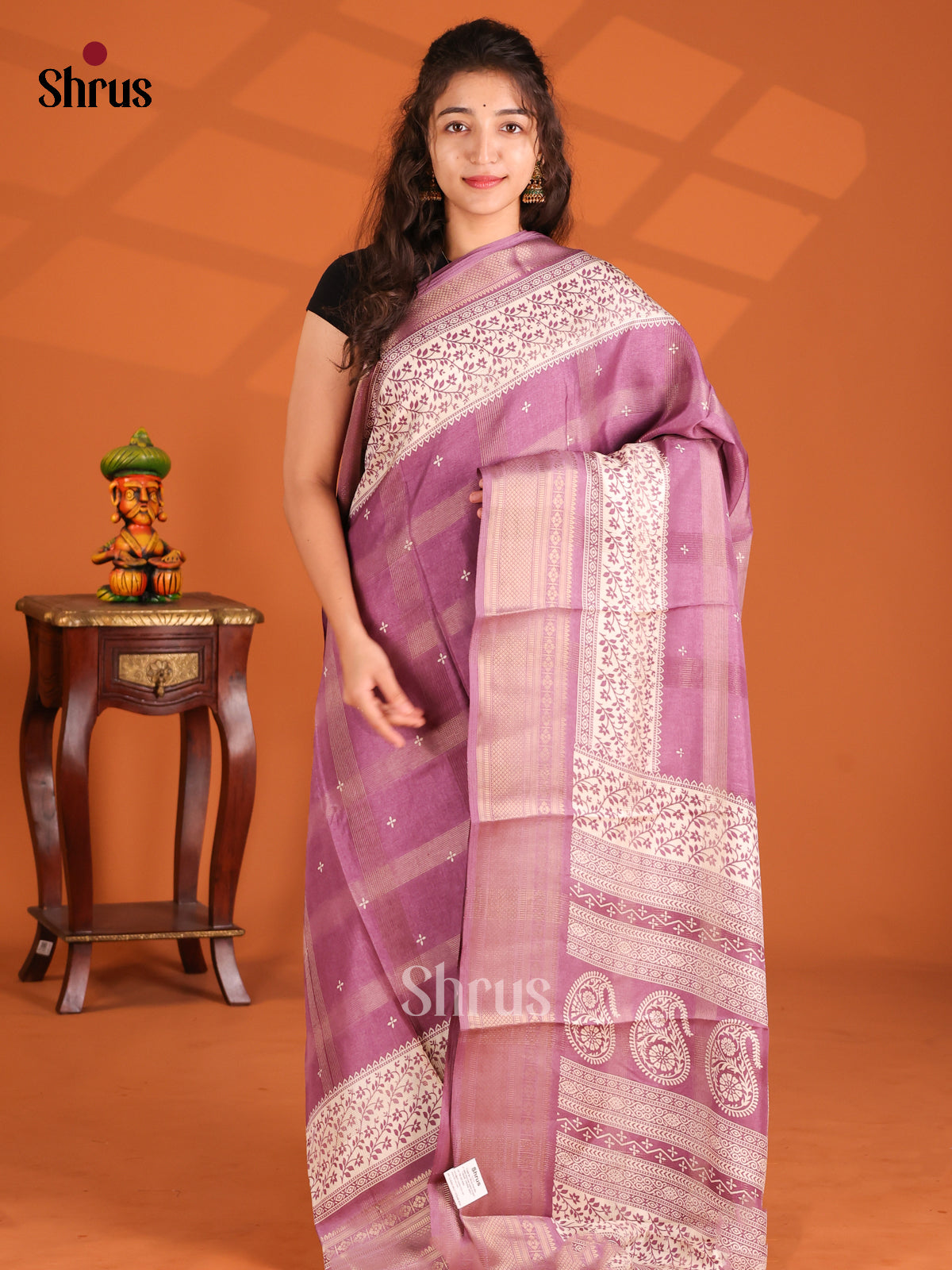 Lavender - Semi Crepe Saree - Shop on Shrus.com