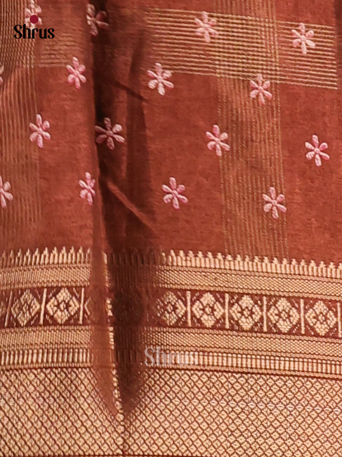 Brown - Semi Crepe Saree - Shop on Shrus.com