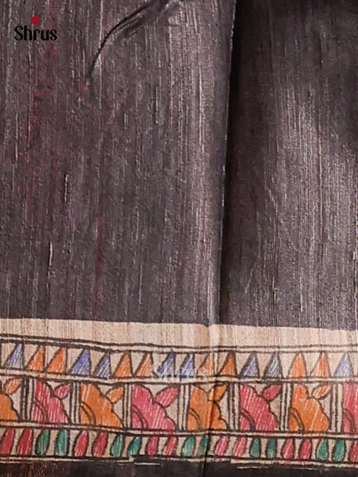 Black & Beige- Tussar Saree - Shop on Shrus.com