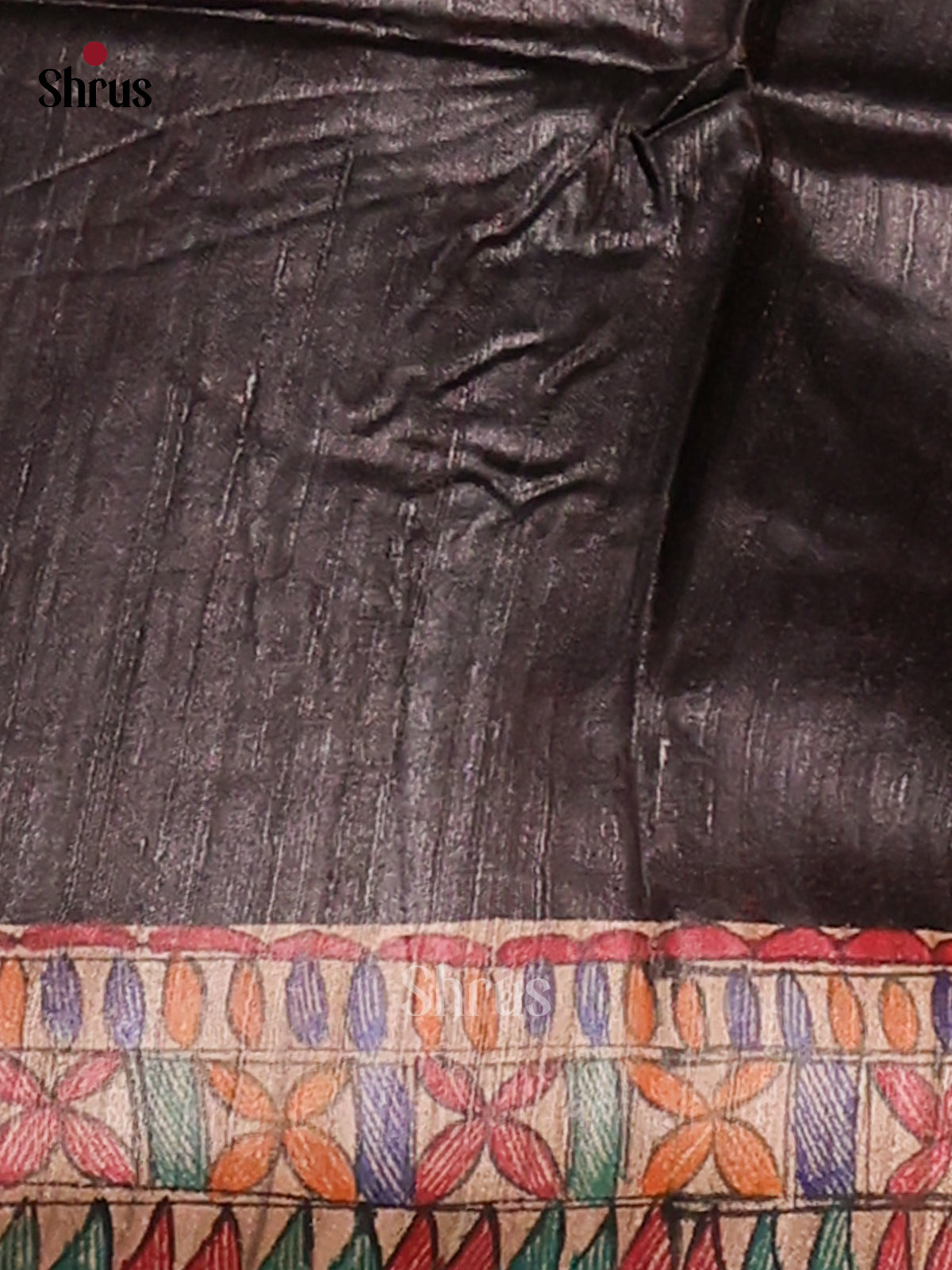 Black & Beige - Tussar Saree - Shop on Shrus.com