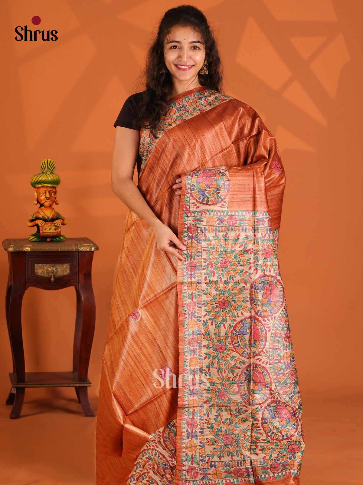 Brick & Beige - Tussar Saree - Shop on Shrus.com