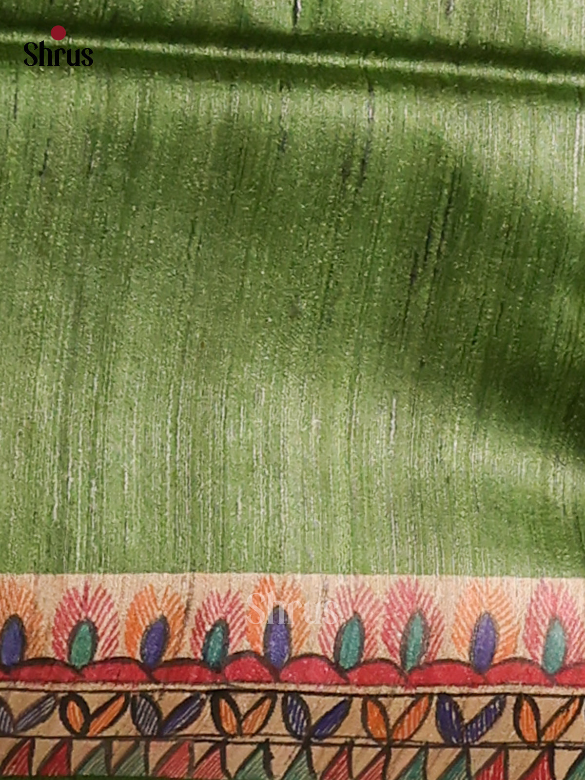 Green & Beige- Tussar Saree - Shop on Shrus.com