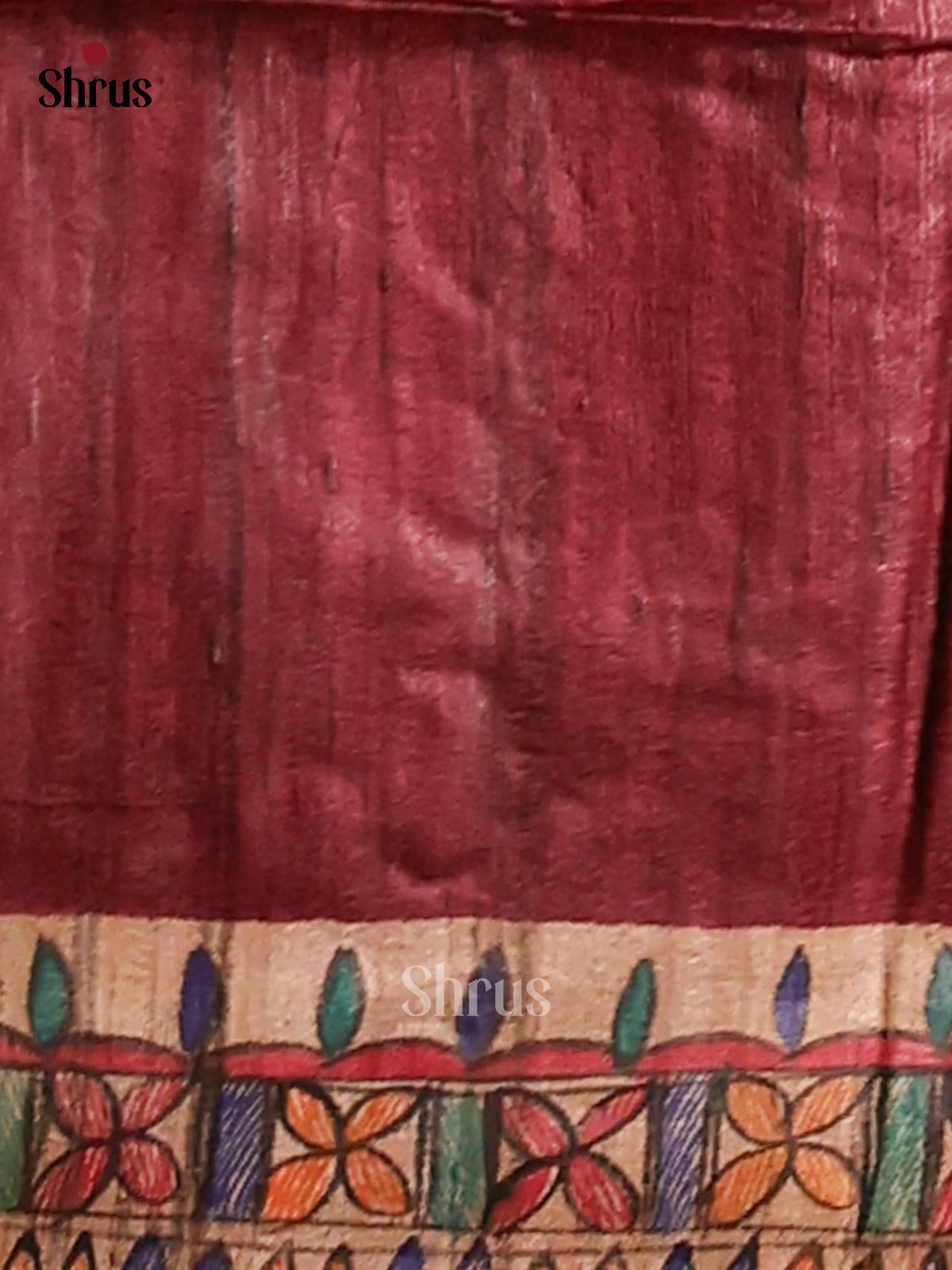 Maroon & Beige - Tussar Saree - Shop on Shrus.com