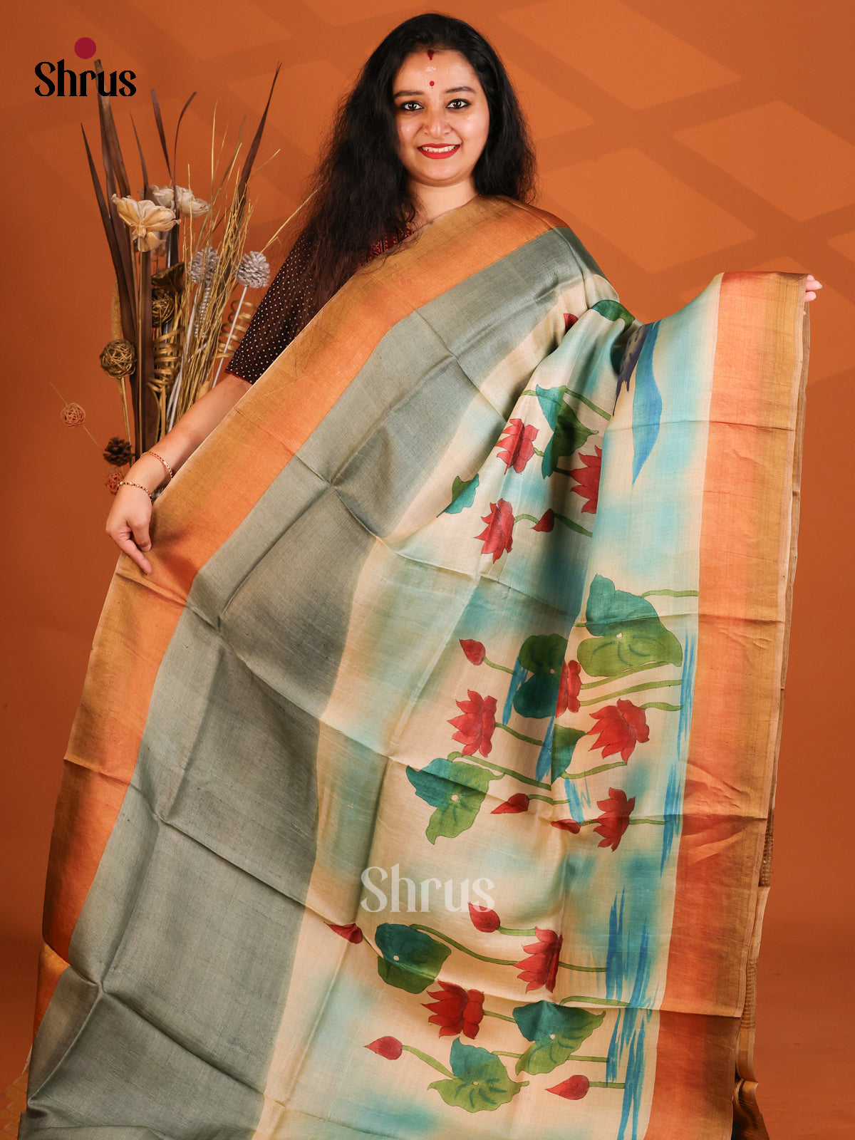 Grey & Brick - Tussar Saree - Shop on Shrus.com