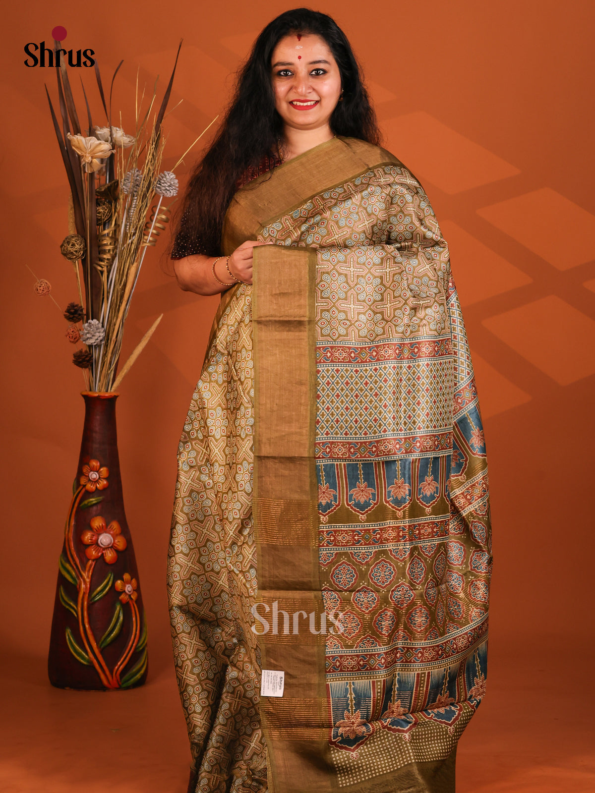 Mehandi Green - Tussar Saree