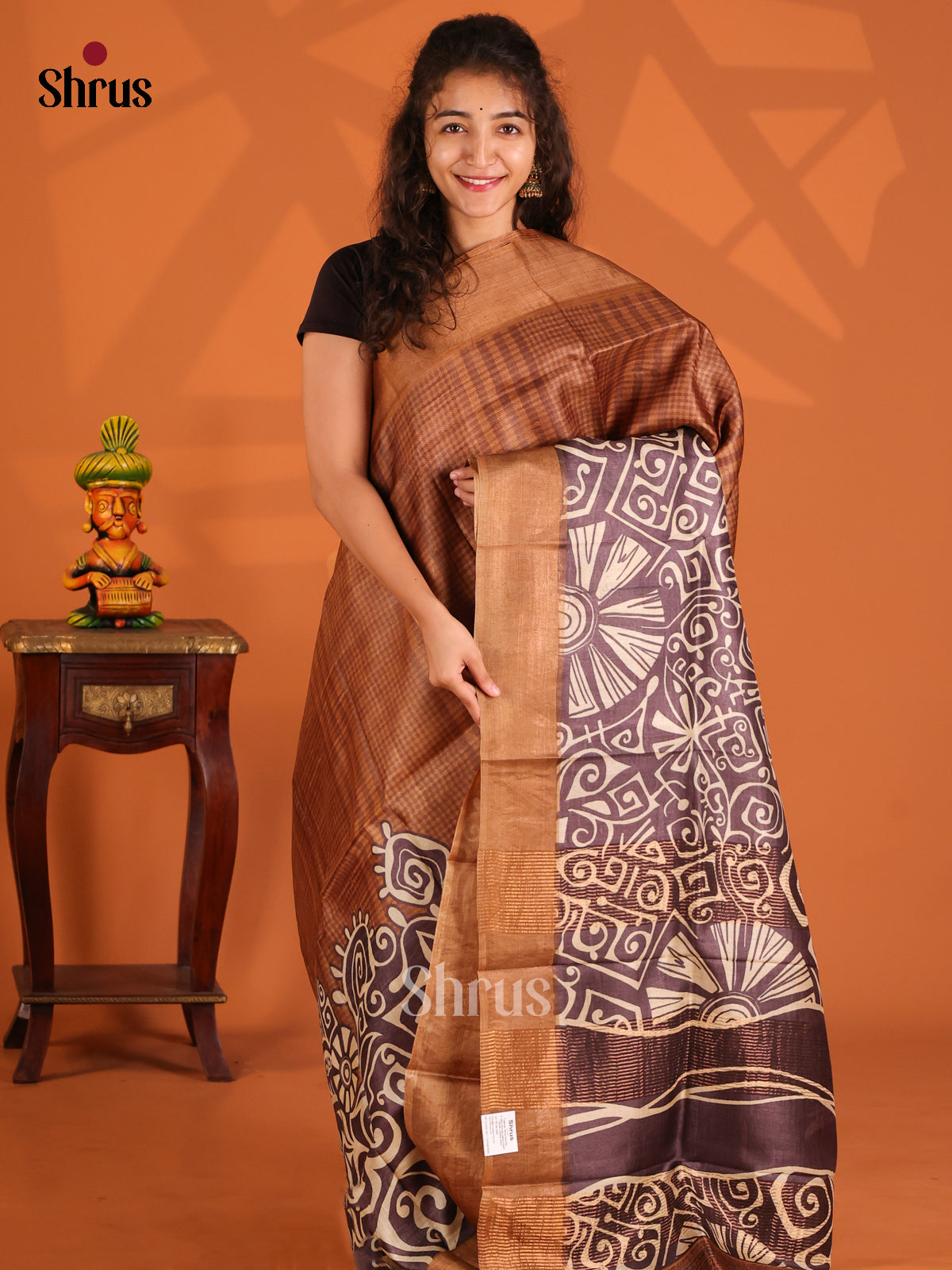 Brown - Tussar Saree