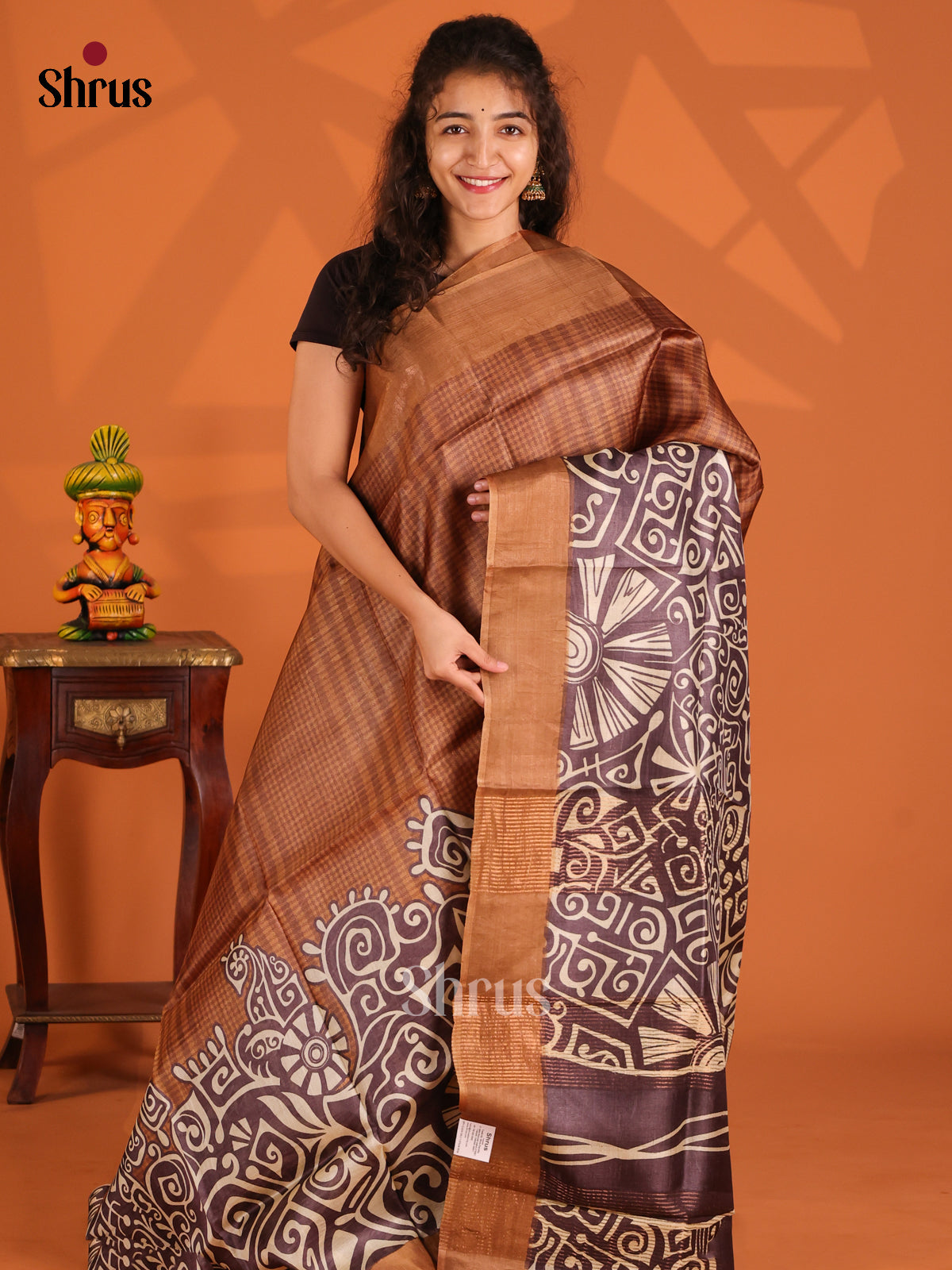 Brown - Tussar Saree