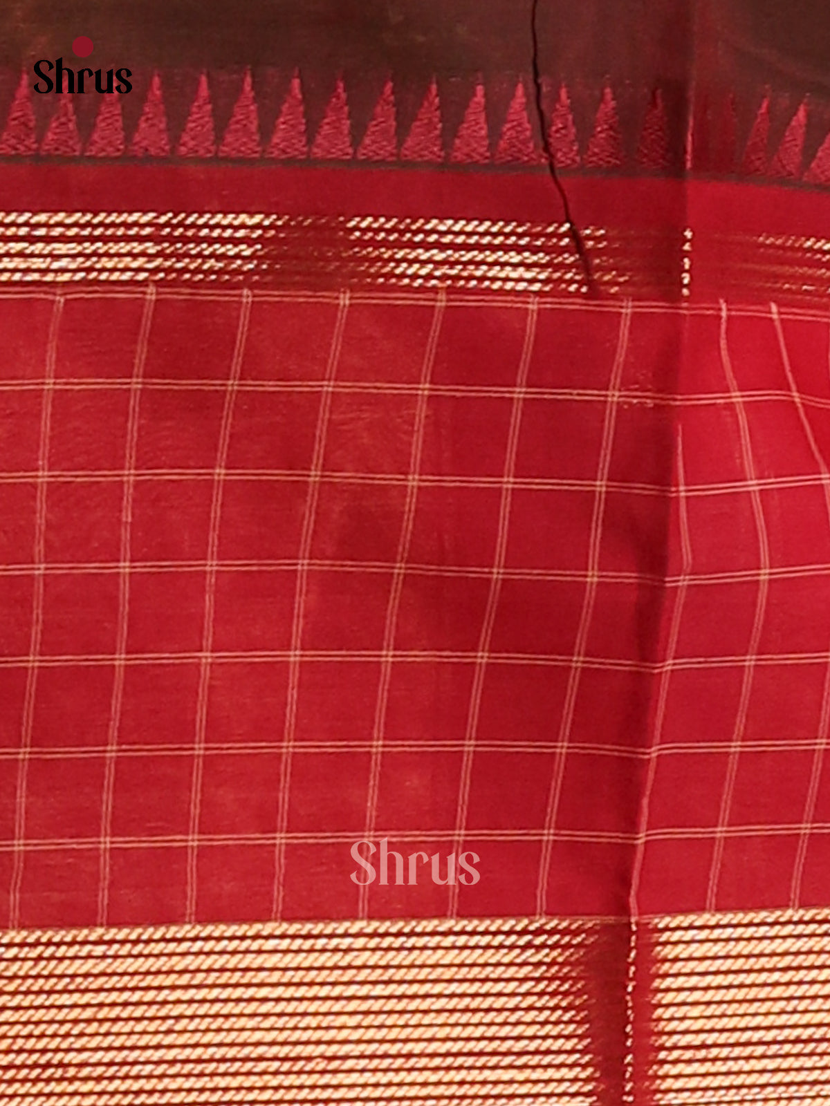 Brown & Red- Chettinad Cotton Saree - Shop on Shrus.com